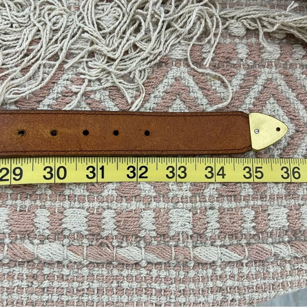 Vintage Brown Leather Belt with Brass Buckle - Picture 15 of 15